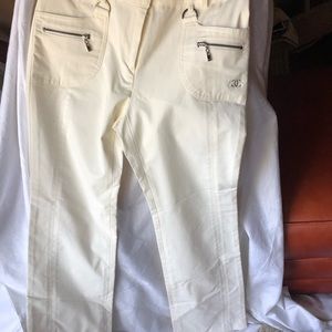 CHANEL Cotton Blend Jeans size 8 Cream Luxury swag